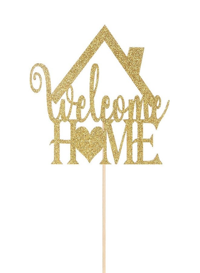 Festiko®Gold Glitter Welcome Home Cake Topper - Home Party Decoration - Welcome Sign - New Home/New Baby/Retiring from The Army/Return from Maternity Party Decoration - Image 5